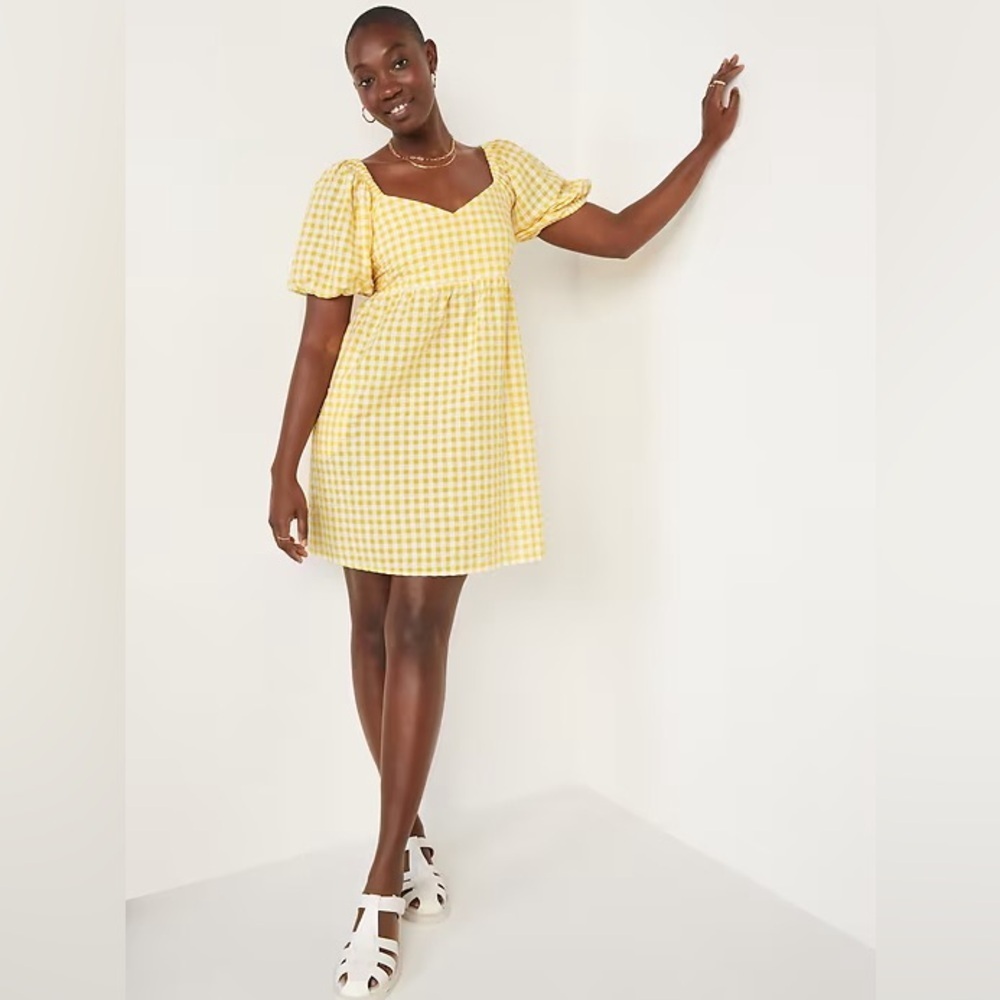 Old Navy Coquette Gingham Puff Sleeve Mini Dress - Picture 4 of 16
